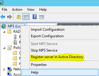 Register NPS server in Active Directory